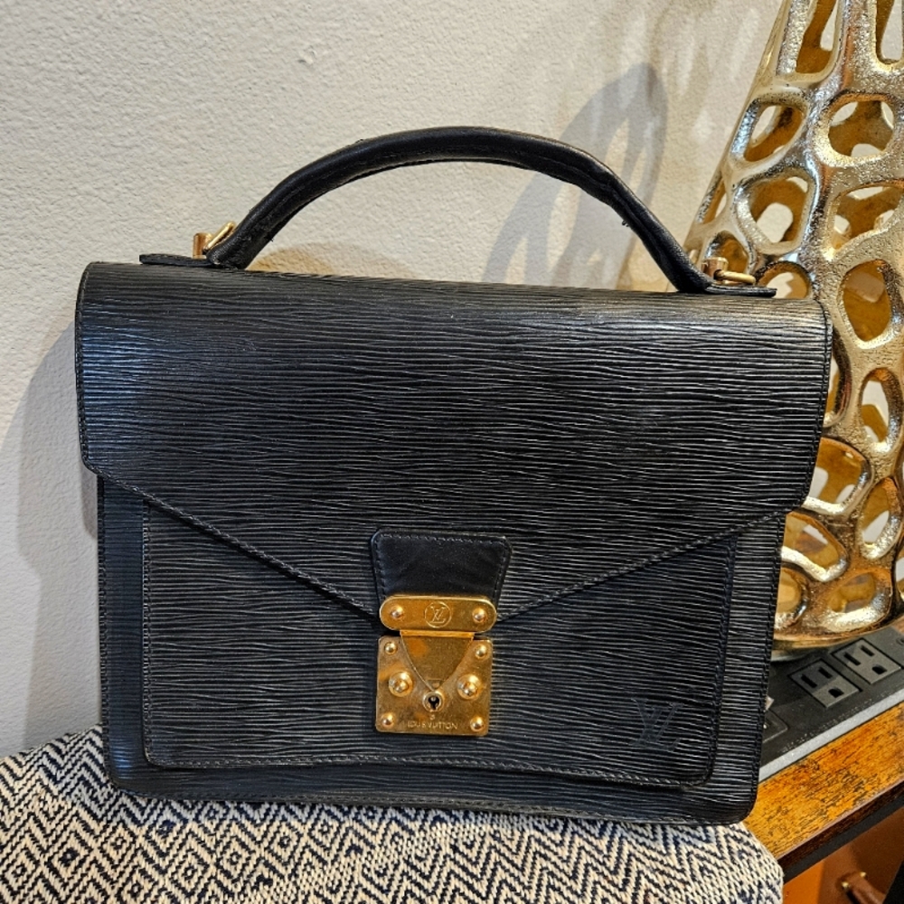 Louis Vuitton Monceau Metis Black Epi Handbag Clutch Mini Briefcase